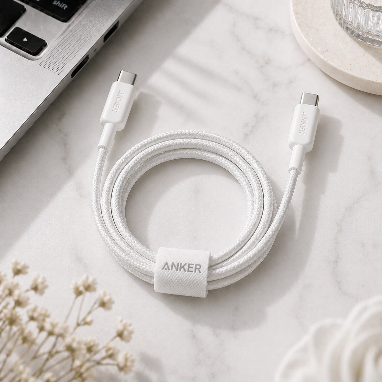anker cable c-c 100w - وصلة شحن تايب سي من انكر تدعم١٠٠ واط