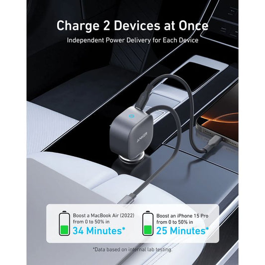 Anker Car Charger 75W — Built-in Cable