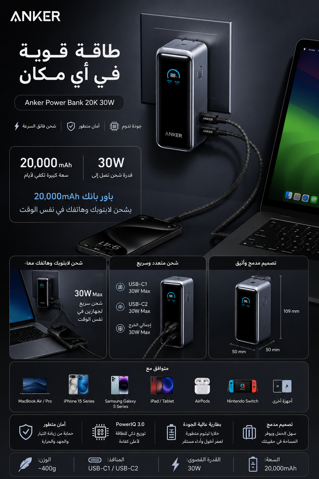 Anker Power Bank + Charger Bundle — 10,000mAh 65W
